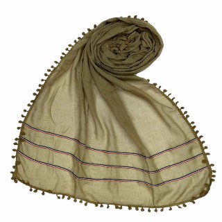 Designer Cotton Three Liner Hijab- Tortilla Brown